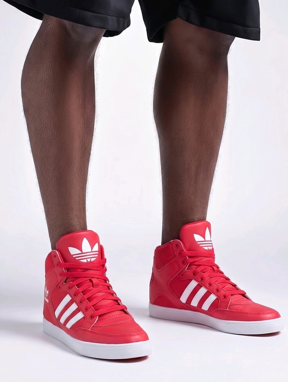 adidas Red High-Top Sneakers with White Trefoil Size 10